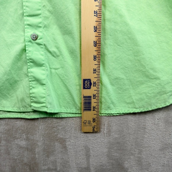 Columbia PFG Mens XXL Lime Green Short Sleeve Button Down Fishing Shirt Vented - Picture 6 of 7